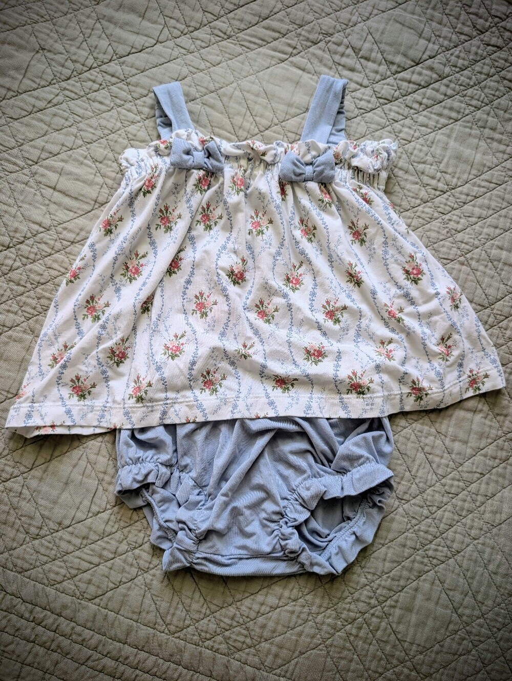 Baby Girls Bamboo Heirloom Rose Stripe Diaper Set